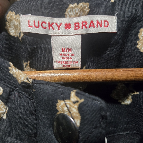 Lucky Brand Women's Black and Cream Floral Patterned Jacket Size Medium - Picture 5 of 9